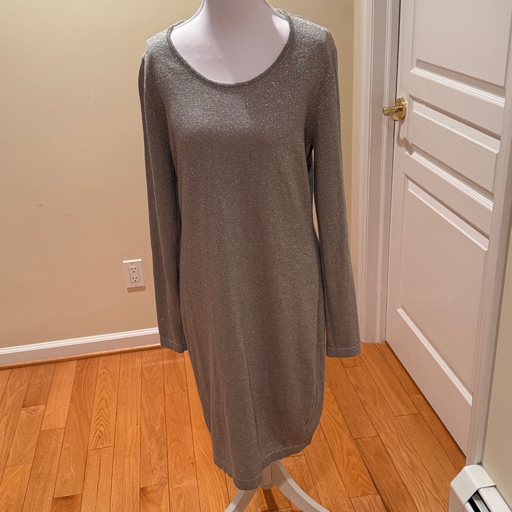 Attention Silver Long Sleeve Mini Dress/ Tunic